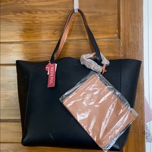 Merona Black/Brown/Cognac Reversible Tote